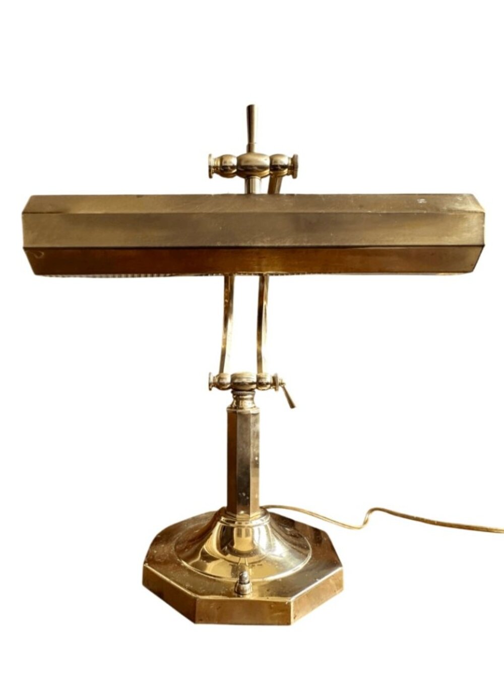 Vintage MCM Style Brass Plug In Piano Desk Lamp